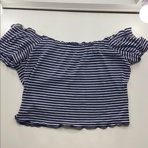 Stripped Off the shoulder crop top